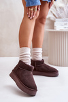 Fashionable Suede Low Snow Boots Brown Nucca