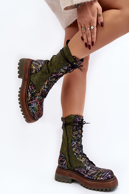 Women's Leather Work Boots Maciejka 06203-09 Multicolor