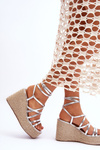 Leather Wedge Sandals Silver Margaritt