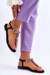 Suede Flip Flops With Stones Black Frency