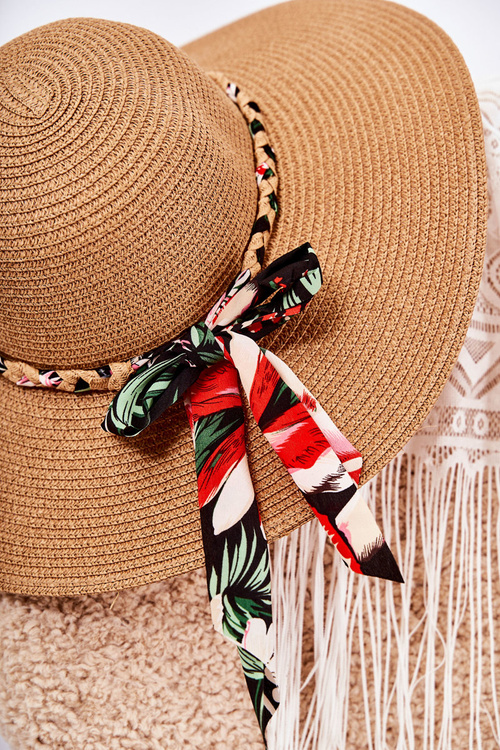 Kapelusz Damski Kokardka Kolorowa Camel Marsela