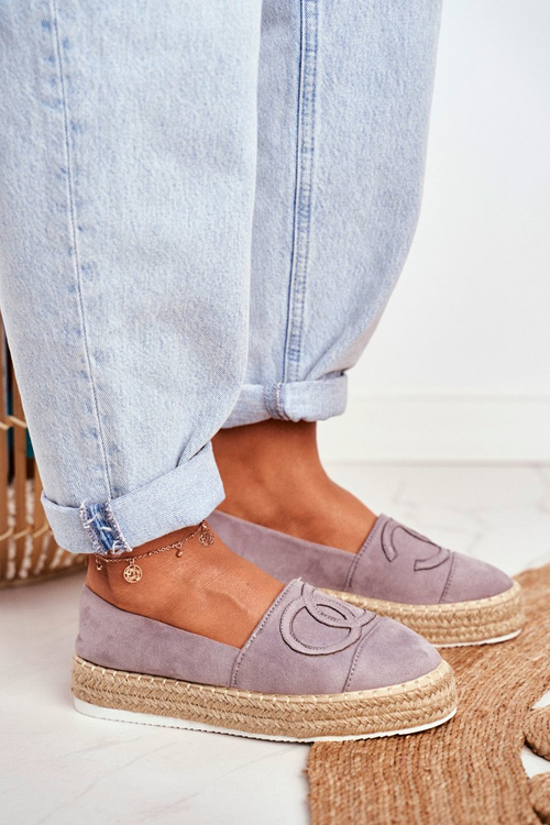 Women's Espadrilles Thick Sole Linen Grey Febi