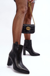 Women's Leather Boots On Heel Black Vevine