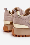 Buty Sportowe Damskie Zamsz Platforma Beżowe GOE LL2N4001