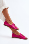 Zazoo 2660 Women's Leather Ballerina Flats Fuchsia