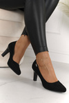 Classic Women's Pumps On A Block Heel Suede Black Eleanor