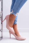 Ladies' Suede Pointed Heels Pink Cream