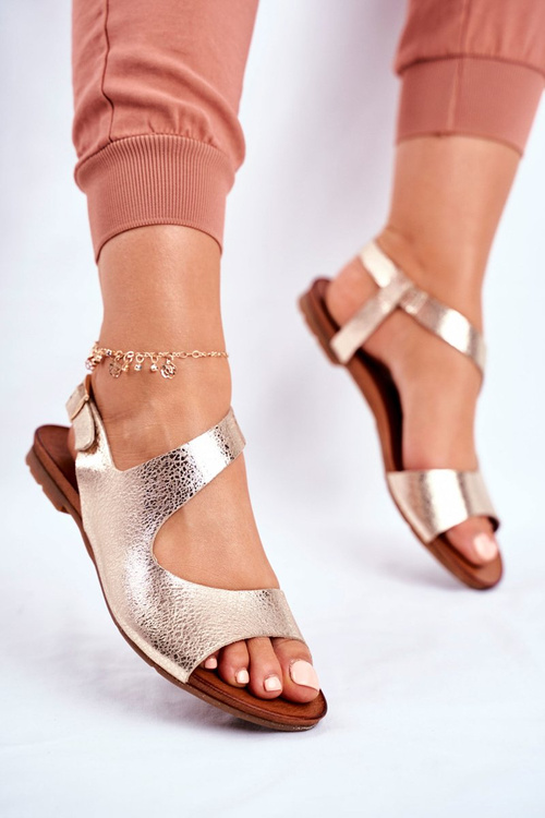 Women's Sandals Laura Mess 1116 Polish Leather Snake Gold Vollare