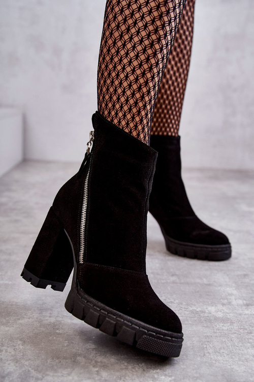 Fashionable Suede Boots On High Heel Laura Messi 2509 Black