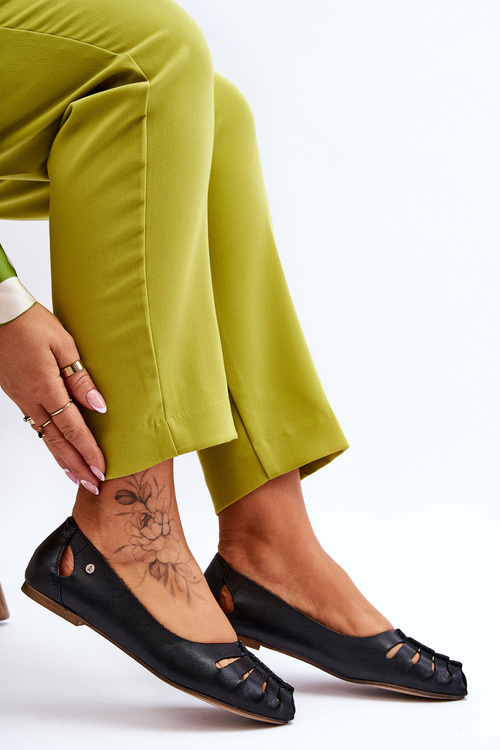 Comfortable Leather Women's Ballerinas Black Luka