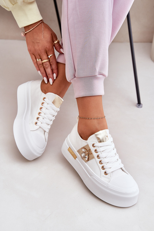 Women's Platform Sneakers With Decorative Detail White Annisae