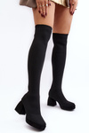 Women's black over-the-knee boots with platform and heel Manaliis