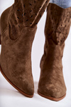 Women's Suede Boots With Cowboy Boots Khaki Ariane