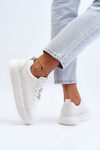 Women's Leather Sneakers with Decorations White Dysuria