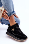 Buty Sportowe Ocieplane Platforma Skóra Czarne Adite TL233