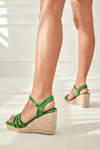 Suede Wedge Sandals Green Louisiana