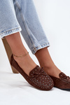 Embellished Women's Loafers Made of Eco Suede Brown Prissine