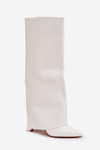 Warm Heeled Boots with Folded Shaft White Tamonia