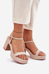 Eco Leather Heeled Sandals Beige Lillita