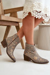 Women's Cowboy Boots With Zipper Animal Print Gold Merisine