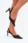 Lace Stiletto Heels With Open Back Black Annivirae