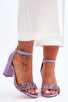 Fashionable Sandals With Stones High Heels Purple Love Me
