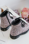Children's Glittery Lined Boots with a Zipper Pink Saussa