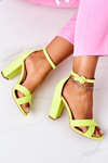 Stiletto Suede Sandals Neon Yellow Destino