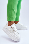 Sneakersy Modne Damskie Platforma Białe Claribel