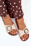 Women's sandals on cork platform with buckle beige Vianara