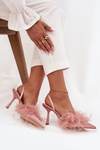 High heels with feathers and open heel Pink Belice