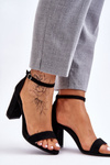 Classic Suede Heel Sandals Black Amina