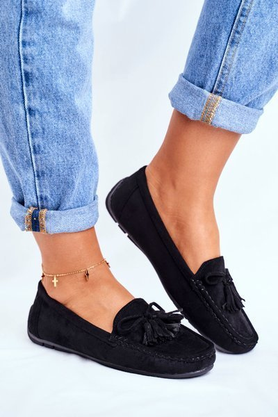 Women’s Loafers Suede 20PB35-2003 Black Donna Mia