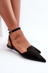 Lace-up ballet flats in faux suede with pointed toes Black Ellesara