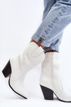 Women's Cowboy Boots On Heel White Melaitia