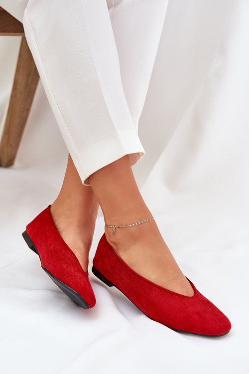 Classic Ballet Flats Made Of Eco Suede Red Osallin