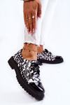 Lacquered Lace-Up Shoes Laura Messi 2441 Black and white
