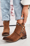 Women's Suede Boots With a Buckle Exquisite 1198 Cognac