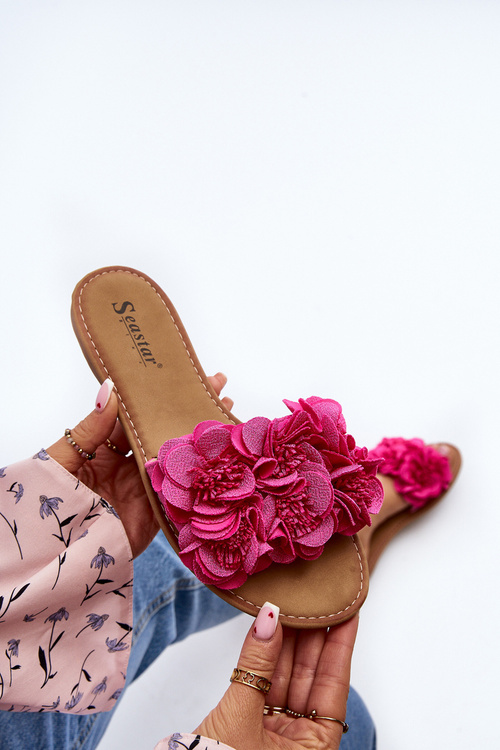 Klapki Damskie Kwiatki Fuksja Eelfan CK285P