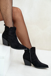 Insulated Cowboy Ankle Boots Eco Suede With Zipper Black Virtris