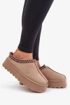 Low Women's Snow Boots With Embroidery On Platform Dark Beige Narirya