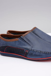 Slip-on Polish Men's Leather Moccasins Teodoro Navy Blue