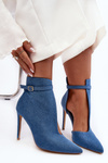 Women's Denim Boots on Heel Blue Amalundi
