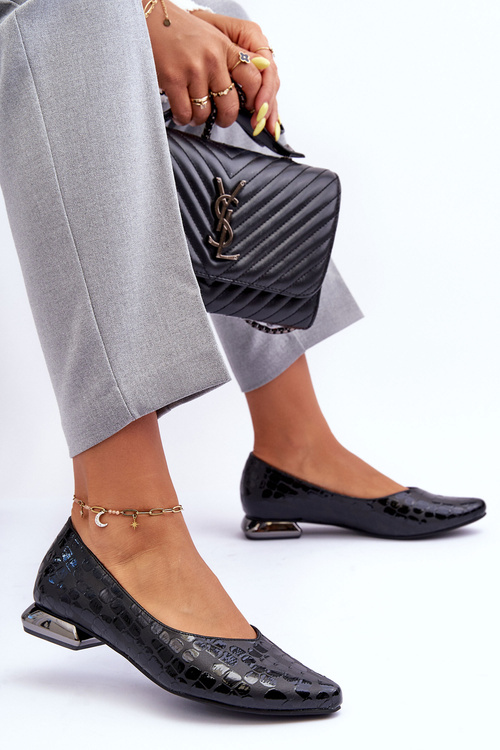 Baleriny Płaski Obcas Skóra Czarne Vaani SA178-13