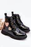 Children's black patent boots with embellishments Adete