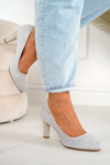 Classic Women's Pumps On A Block Heel Suede Grey Eleanor