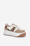 Womens Sneakers On Chunky Platform Animal Print Beige Telanila