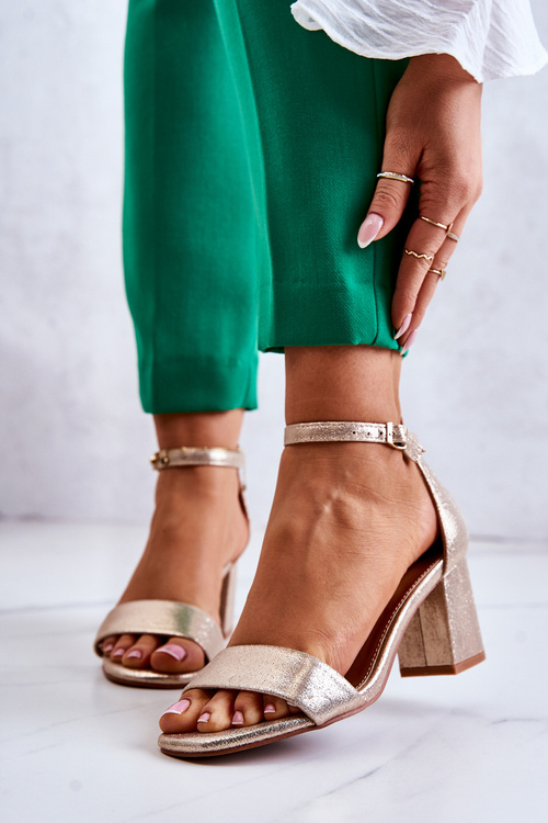 Fashionable Women's Sandals On A Heel Gold Lucida