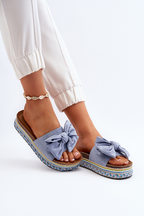 Women's Platform Sandals with Bow Blue Evatria