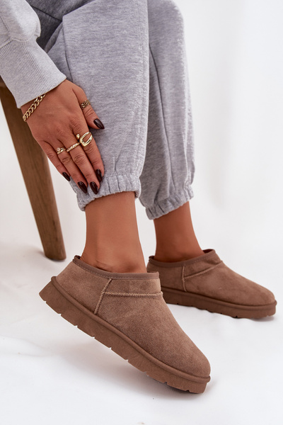 Damskie Śniegowce Ocieplane Futerkiem Brązowe Serenne